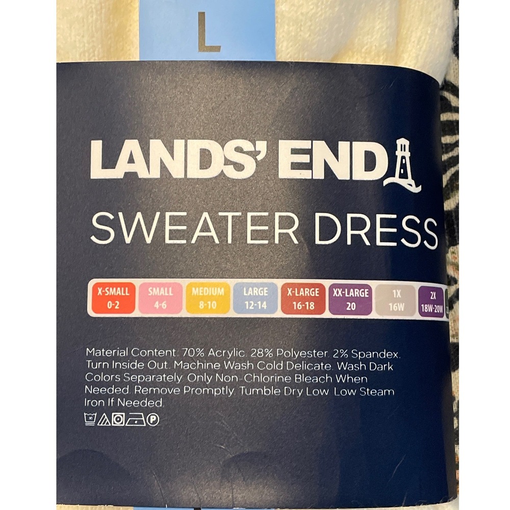 Lands End Sweater Dress Large Vanilla New Crew Neck Long Sleeve Relaxed Fit‎ New - Picture 3 of 6